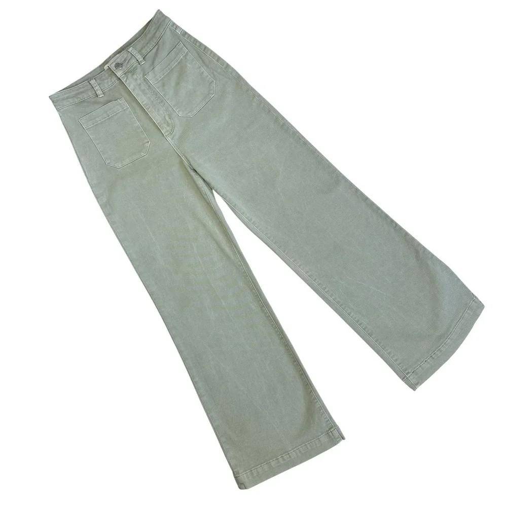 Rollas Sailor High Rise Wide Leg Jeans Women 27 Green Gray Australia Going Out